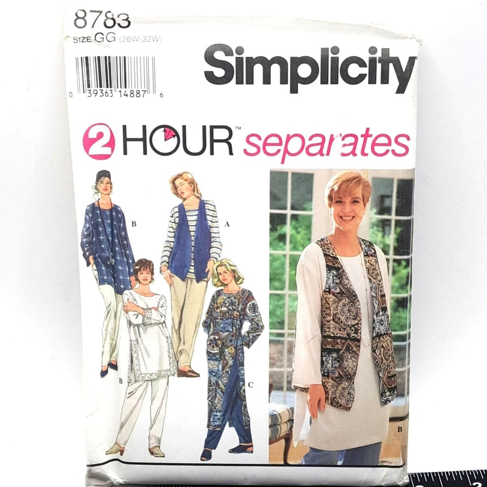 Simplicity Sewing Pattern 8783 Womens GG 26W-32W Multi Tunic Vest Pants Vintage